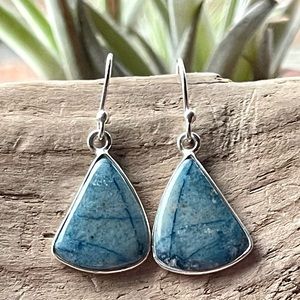 Natural Blue Scheelite Sterling Silver Earrings
